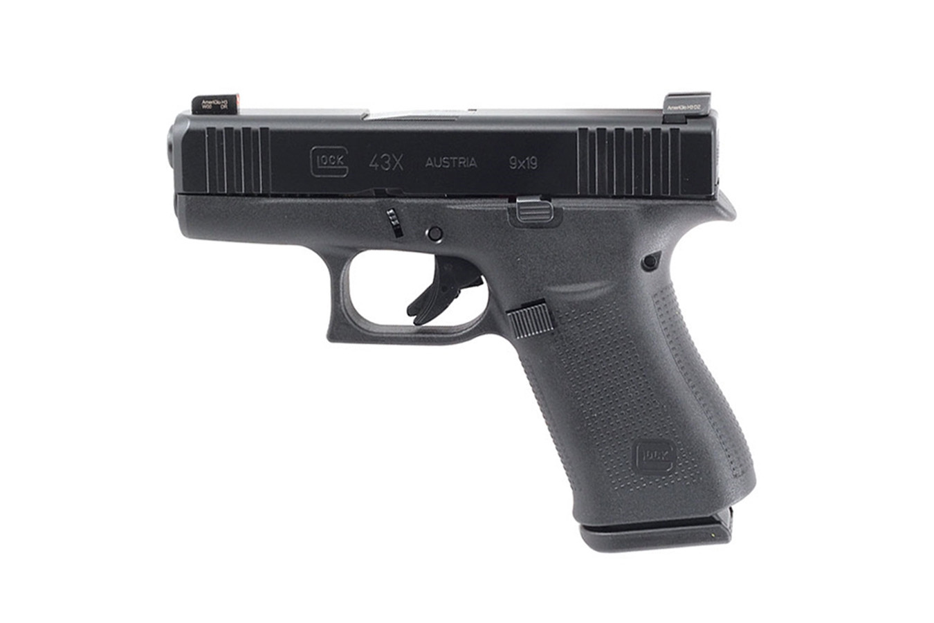 GLOCK 43x 9mm Pistol with Black Slide and AmeriGlo Bold Night Sights (LE)